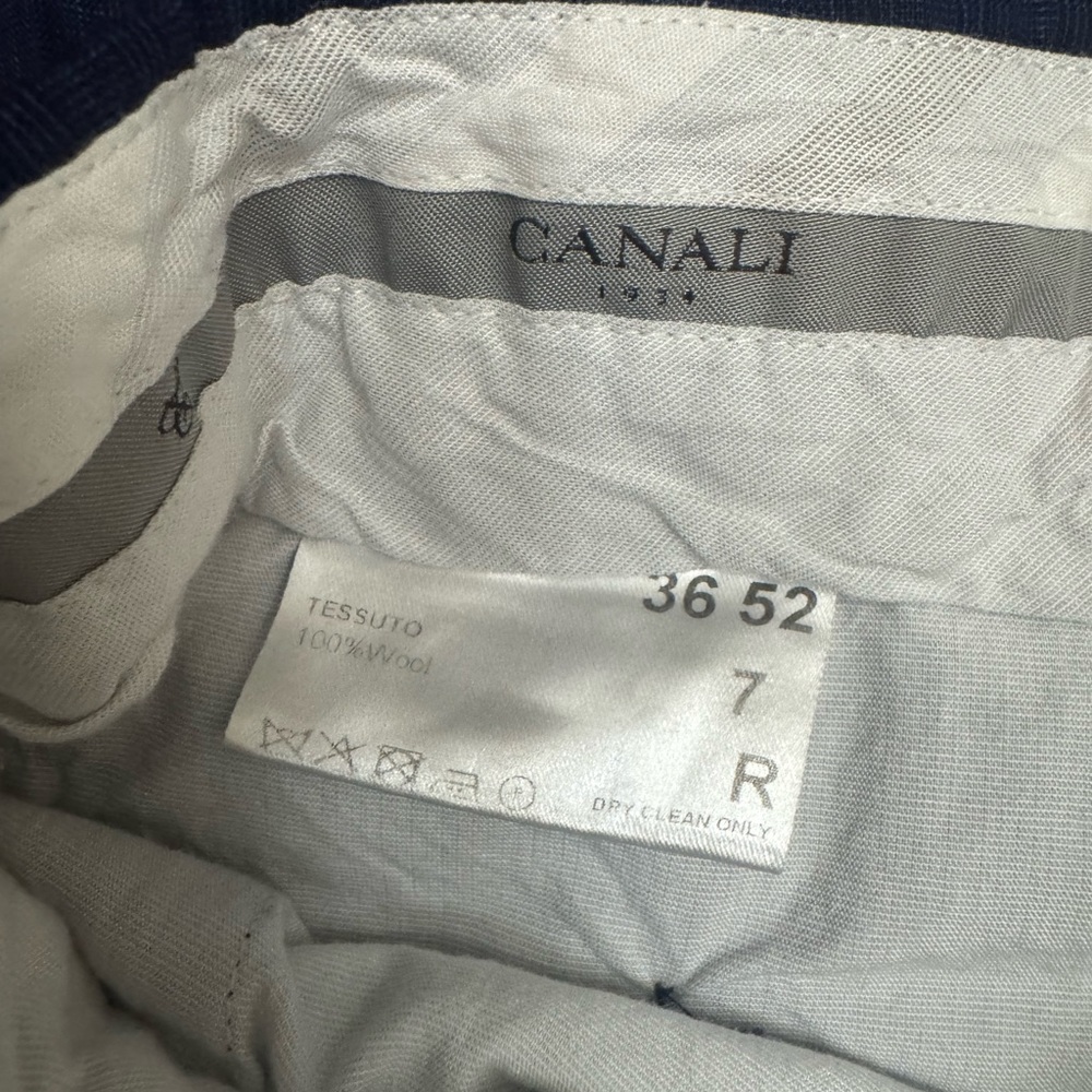 Canali Men's Navy Blue Checkered Pants 100% Wool 36 x 52 - Picture 3 of 7